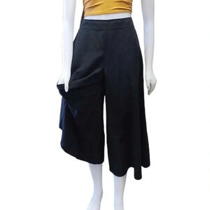 Club Monaco Linen  Blend Black Wide Leg Palazzo Capri Pants Size 4